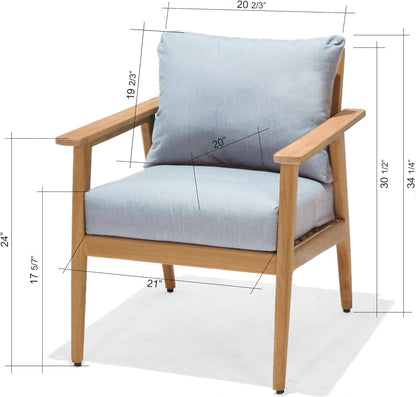 Madison Deluxe 3-Piece Patio Relax Seating Set | 100% Teak Furniture with Olefin and Washable Cushions