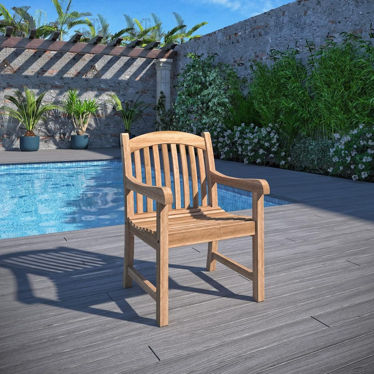 Pennsylvania 7-Piece Outdoor Dining Set | Certified Teak, Patio Indoors, Light Brown Brown