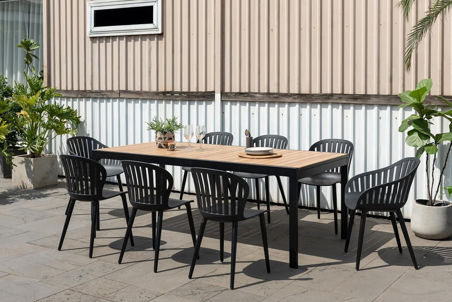 Otis 9-Piece | Maintenance-Free Aluminum | Ideal for Backyard, Outside Table and Chairs, Rectangular Outdoor Dining Set for 8