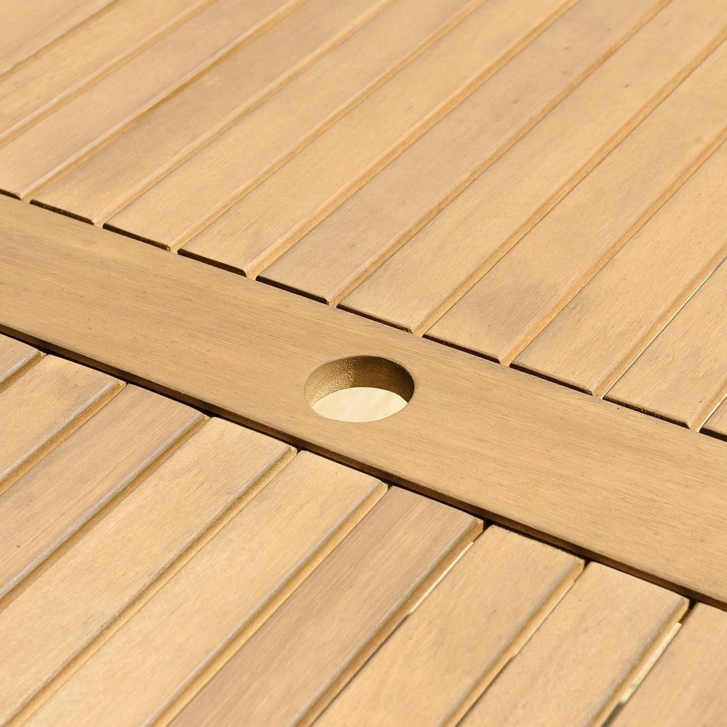 Nature Patio Set | Teak Finish, Rectangular Outdoor Dining, 7-Piece Black