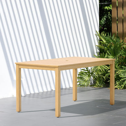 Nature Patio Set | Teak Finish, Rectangular Outdoor Dining, 5-Piece White