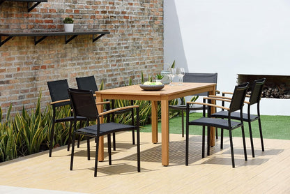 Ubuntu Patio Set | Teak Finish, 7-Piece Rectangular, FSC Eucalyptus Wood