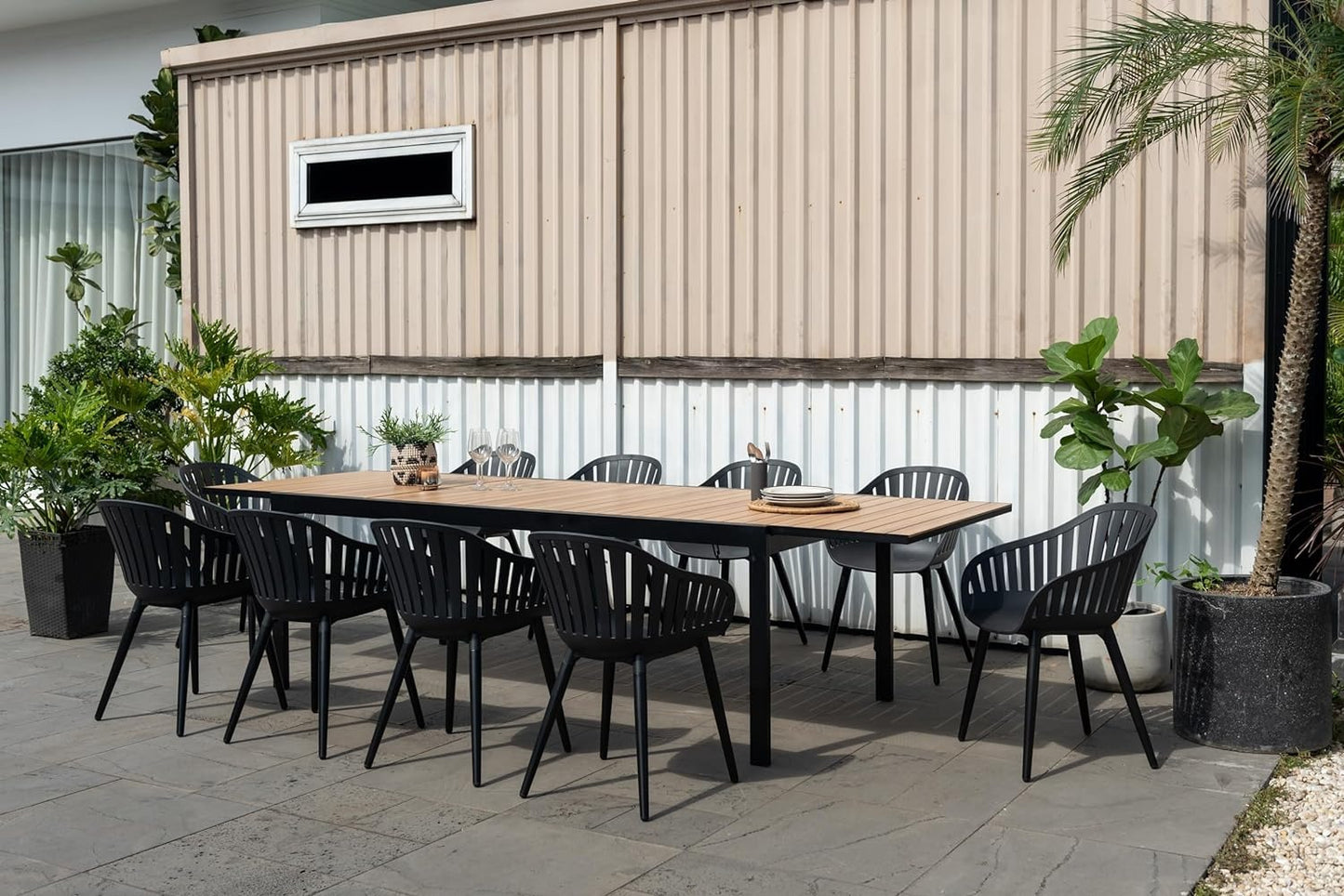 Atos 11-Piece | Maintenance-Free Aluminum | |Ideal for Backyard, Outside Table and Chairs, Rectangular Outdoor Dining Set for 10