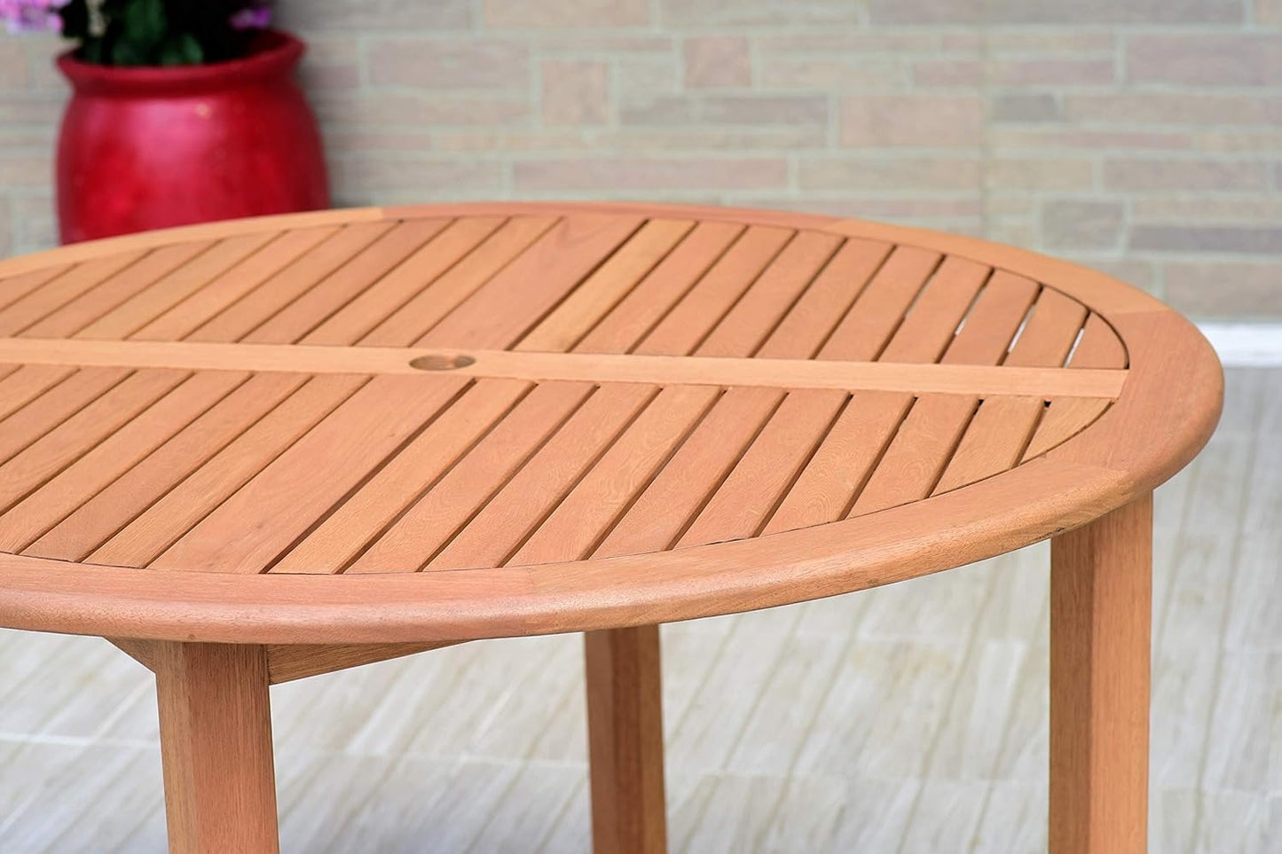 Vita Outdoor Dining Table | Teak Finish, Round, FSC Eucalyptus