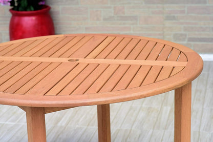 Vita Outdoor Dining Table | Teak Finish, Round, FSC Eucalyptus