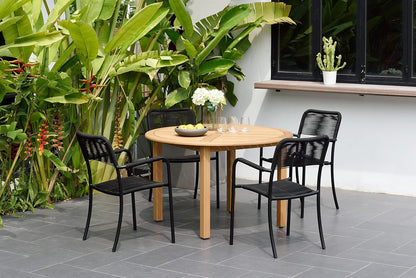 Luna Patio Chairs | Aluminum Frame, Rope Seat | Outdoor Dining, Indoors (Black, 2-Piece)