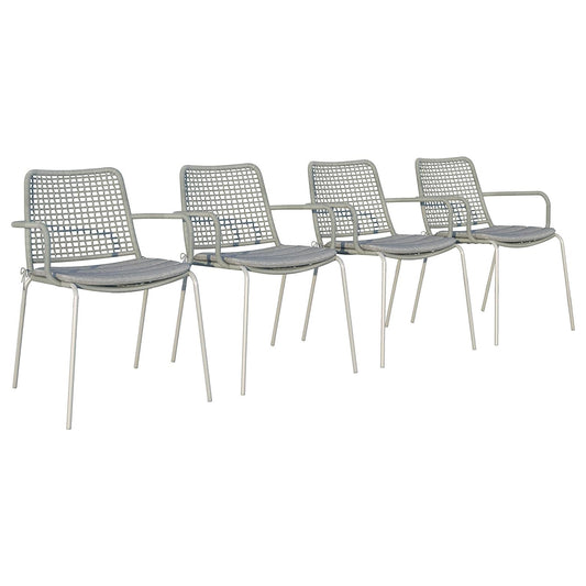 Solis Patio Chairs | Steel, Rope Seat | Outdoor Dining, Indoors (Grey, 4-Piece)