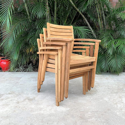 Teak Victoria 9-Piece Square Dining Set, Light Brown