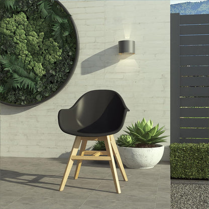 Terra Patio Chairs | Teak Finish, White Resin Seat | Outdoor Dining, Indoors (Black, 2-Piece)