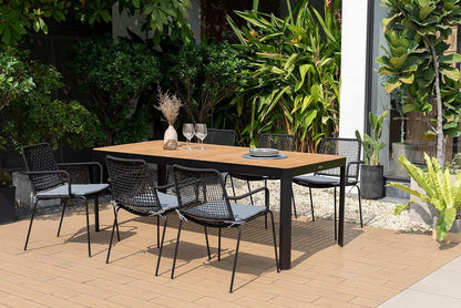 Aluminum and Rope Chairs| Ideal for Patio and Outdoors Pesaro 7-Piece Rectangular Dining Set