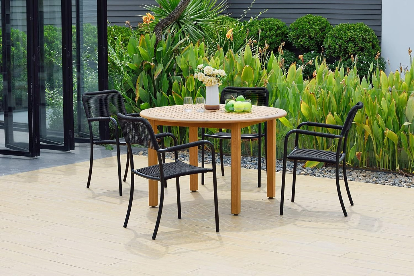 5-P Round Dining Set | Teak Finish 100% FSC Solid Wood