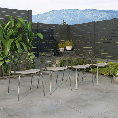 Aluminum and Rope Chairs| Ideal for Patio and Outdoors Pesaro 7-Piece Rectangular Dining Set