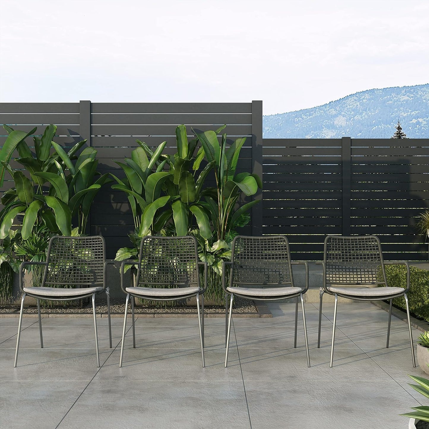 Aluminum and Rope Chairs| Ideal for Patio and Outdoors Pesaro 7-Piece Rectangular Dining Set