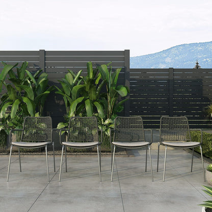 Aluminum and Rope Chairs| Ideal for Patio and Outdoors Pesaro 7-Piece Rectangular Dining Set