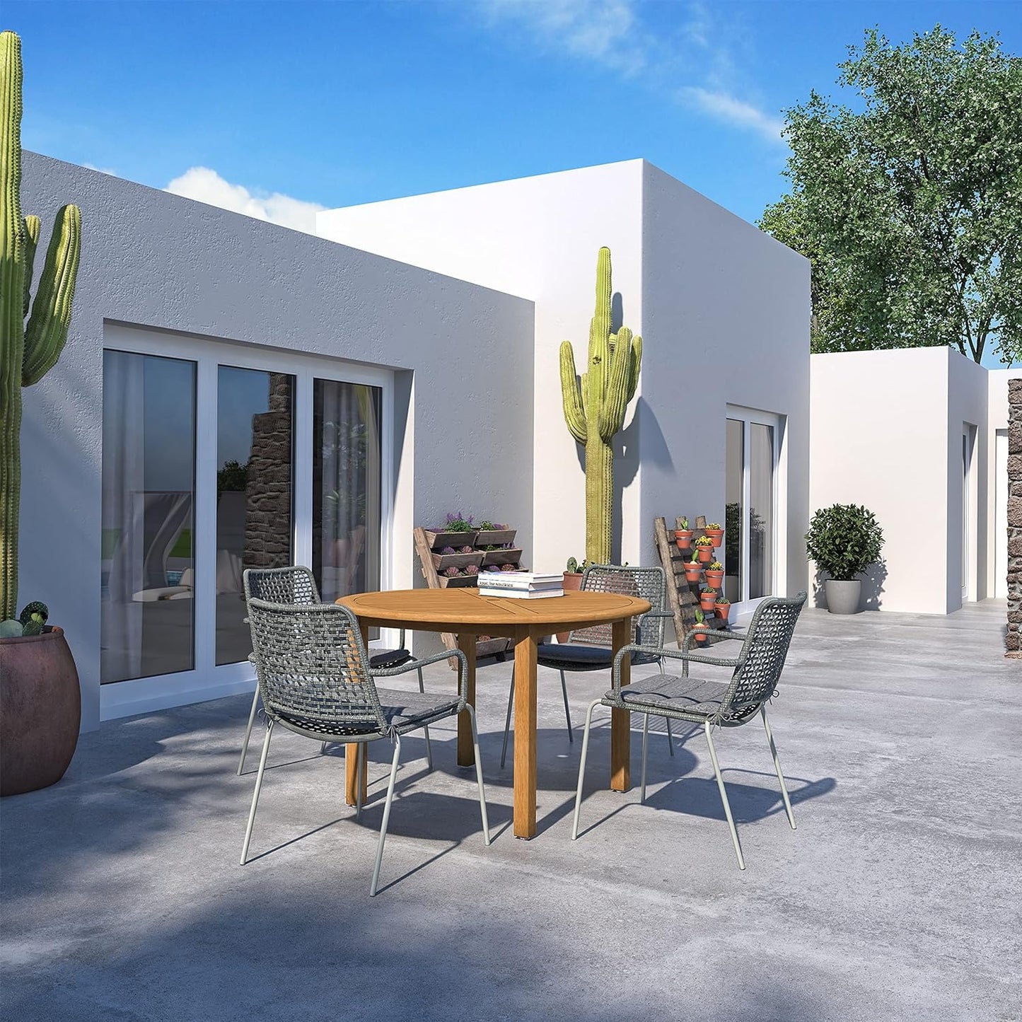 Vita Outdoor Dining Table | Teak Finish, Round, FSC Eucalyptus