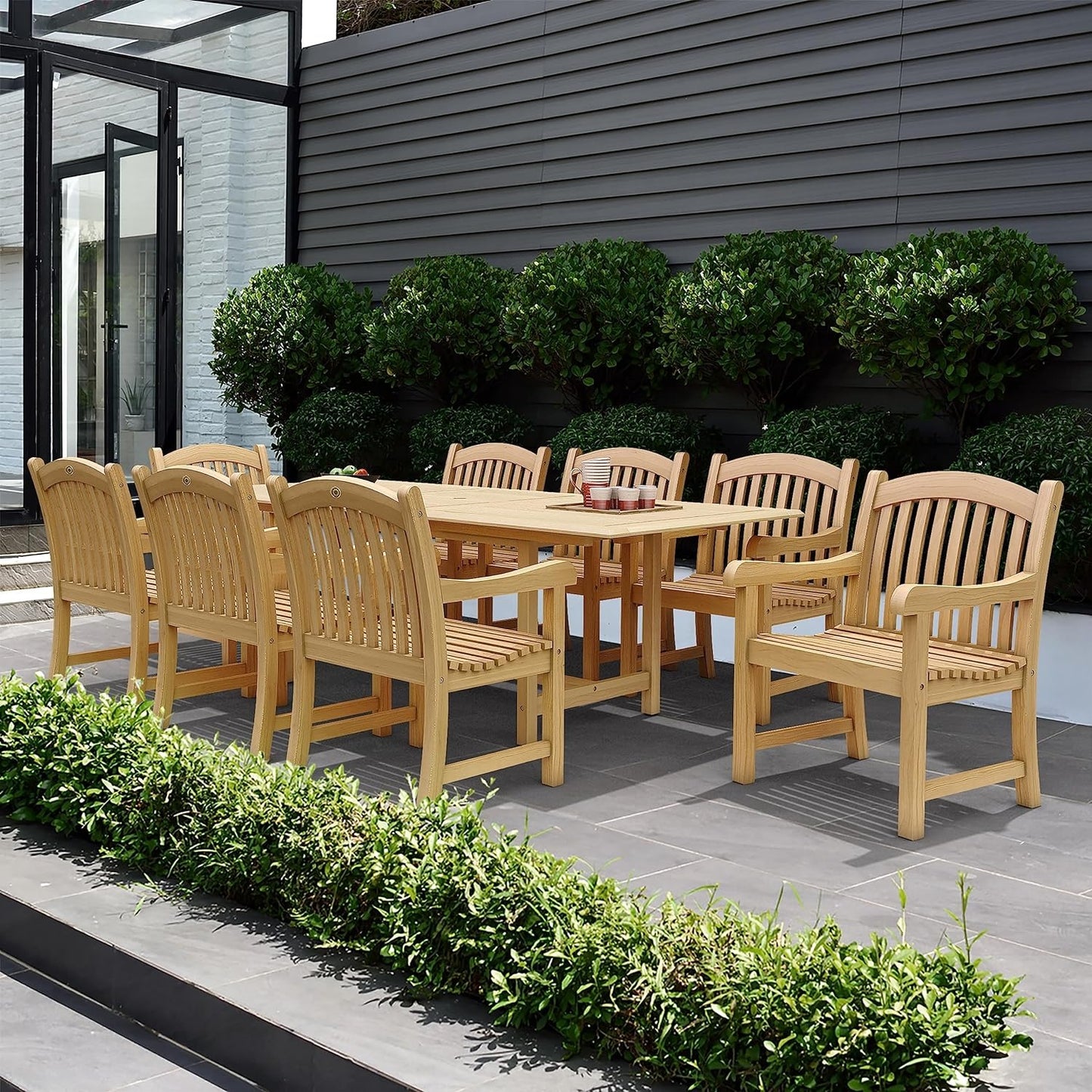 9-P Rectangular Dining Table Set | 100% Teak Wood