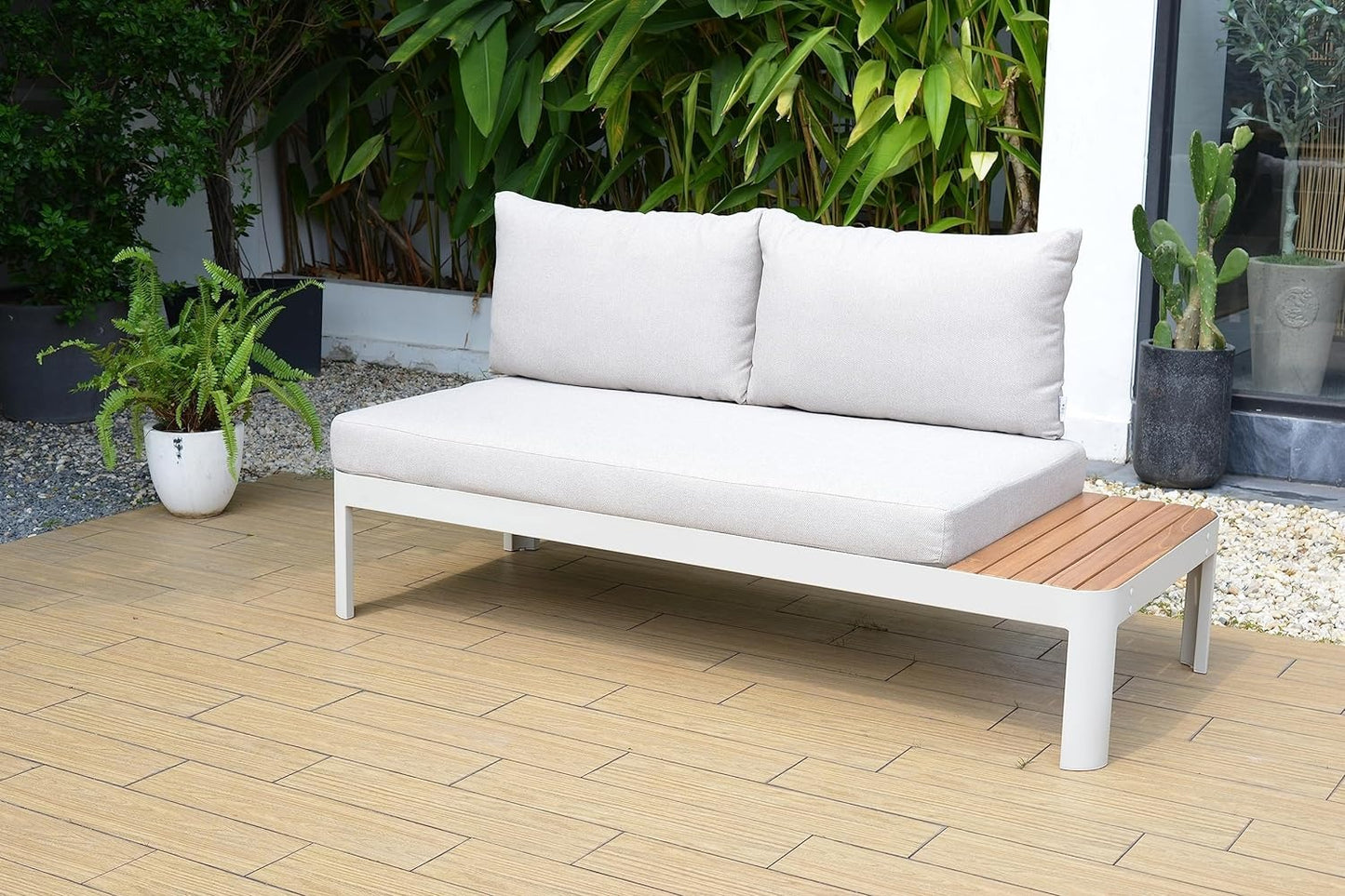 Brent 4-Piece Seating Set | Ideal for Patio and Outdoors | Certified Teak Sofa and Coffee Table Sectional