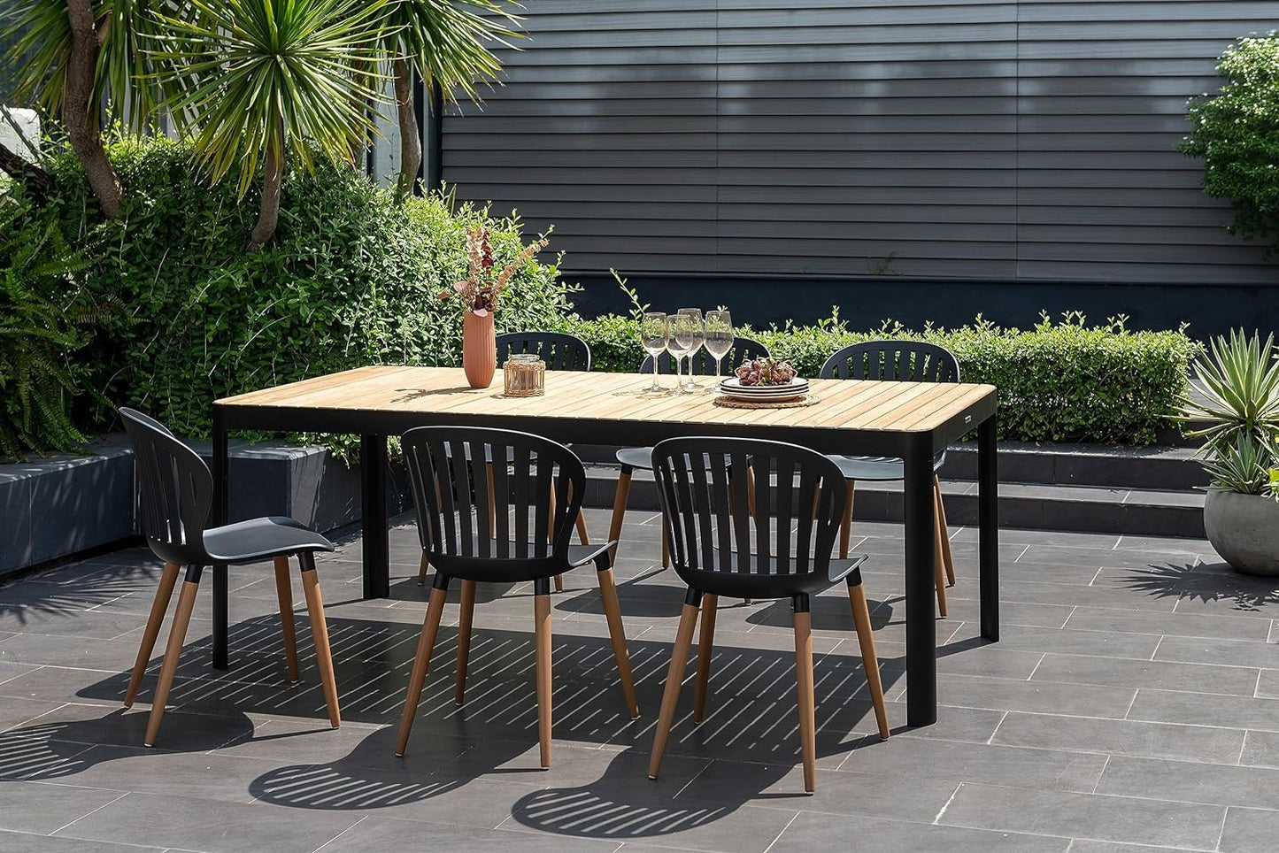 Ideal for Patio and Outdoors Le Blanc 7-Piece Rectangular Dining Set | Eucalyptus Wood
