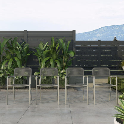 Luna Patio Chairs | Aluminum Frame, Rope Seat | Outdoor Dining, Indoors (Grey, 2-Piece)