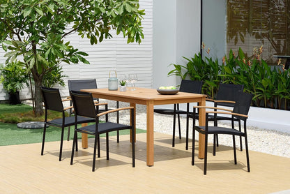 Ubuntu Patio Set | Teak Finish, 7-Piece Rectangular, FSC Eucalyptus Wood