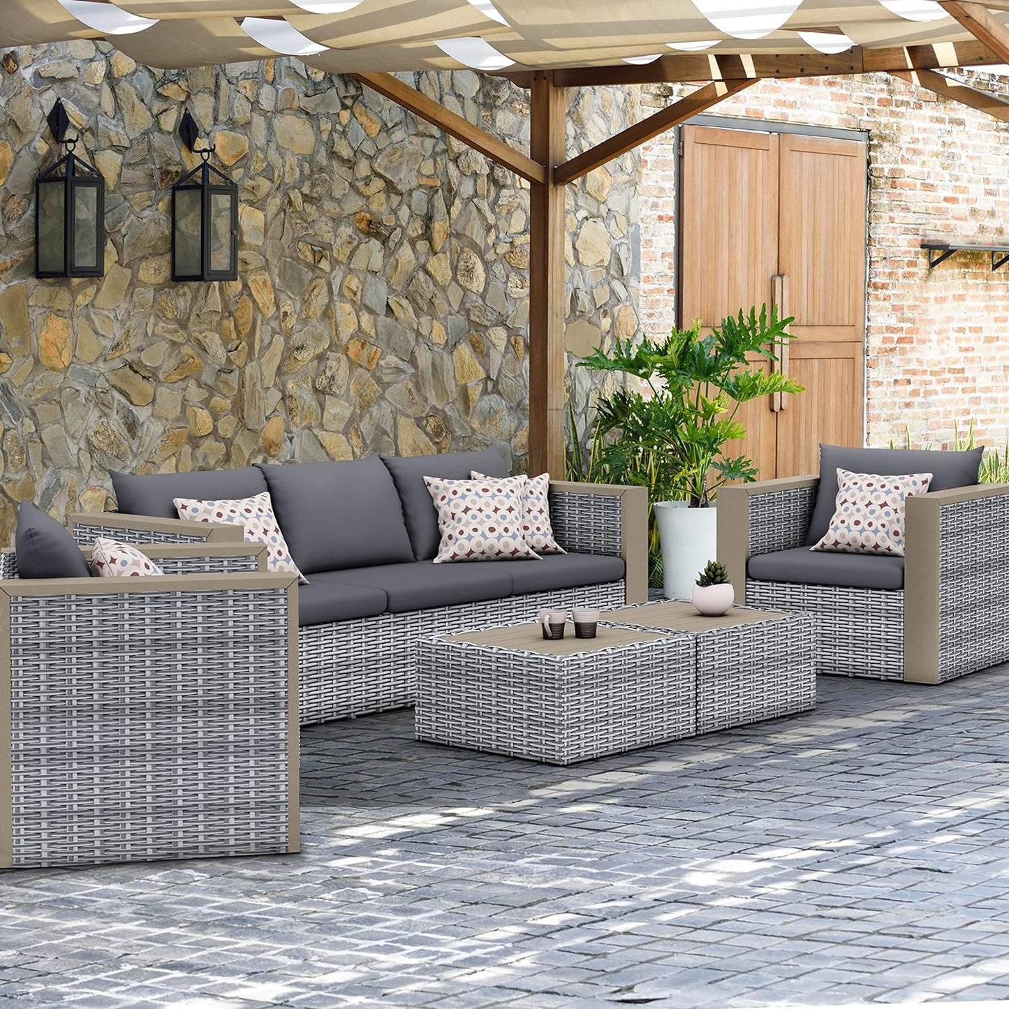 Segos 5-Piece Conversation Set | Wicker | Backyard Seating Furniture, Patio Conversation Sets, Outdoor Seating Set