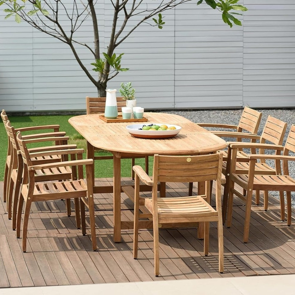 9-P Oval Dining Set | 100% FSC Teak Wood