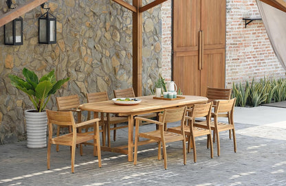 9-P Oval Dining Set | 100% FSC Teak Wood