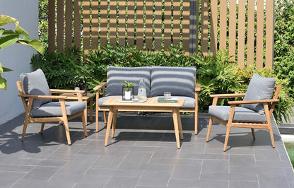 Kanoa 4-Piece Outdoor Deep Seating Set| Grade A Teak Wood | Olefin Cushions