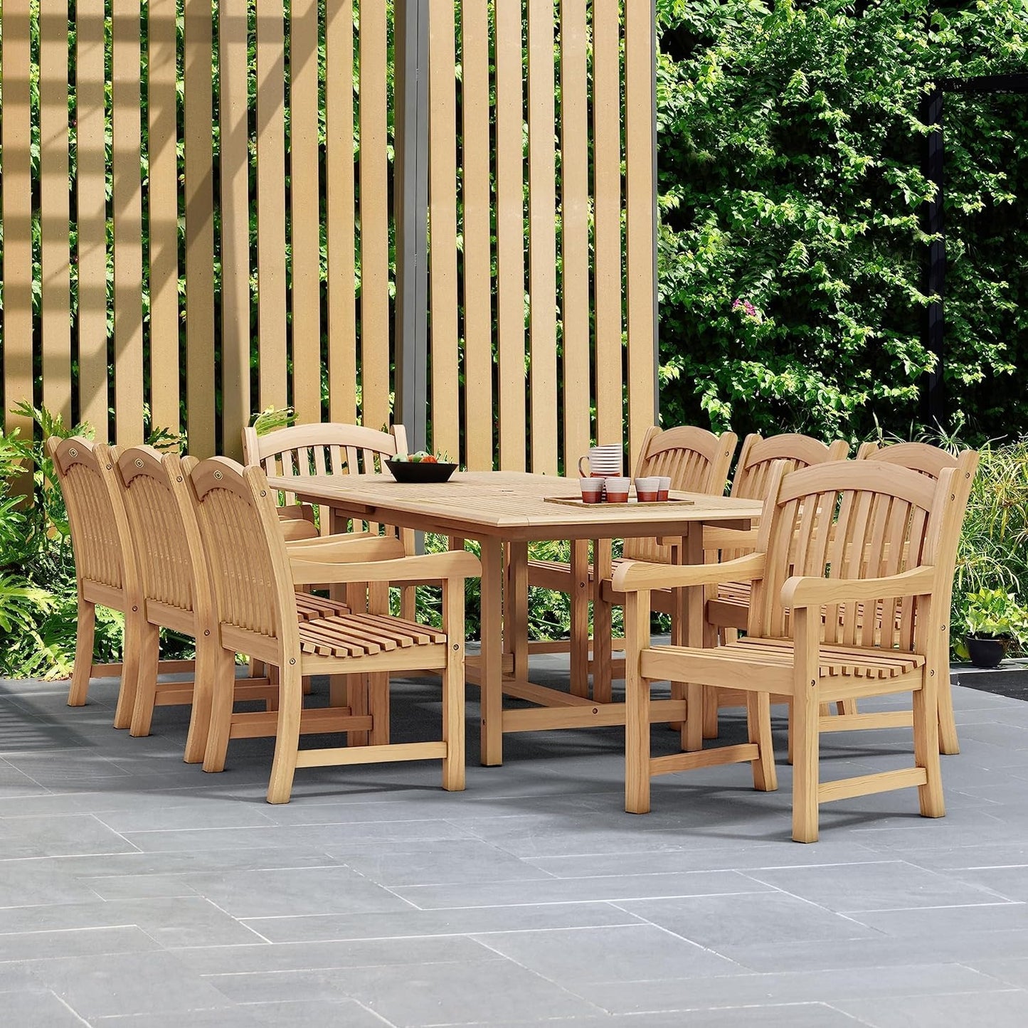 9-P Rectangular Dining Table Set | 100% Teak Wood