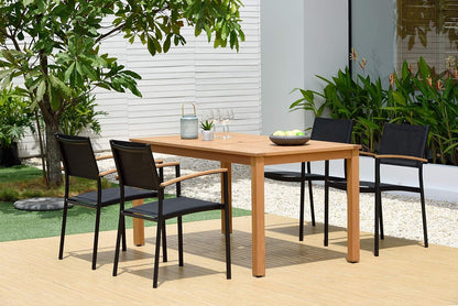 Ubuntu Patio Set | Teak Finish, 5-Piece Rectangular, FSC Eucalyptus Wood