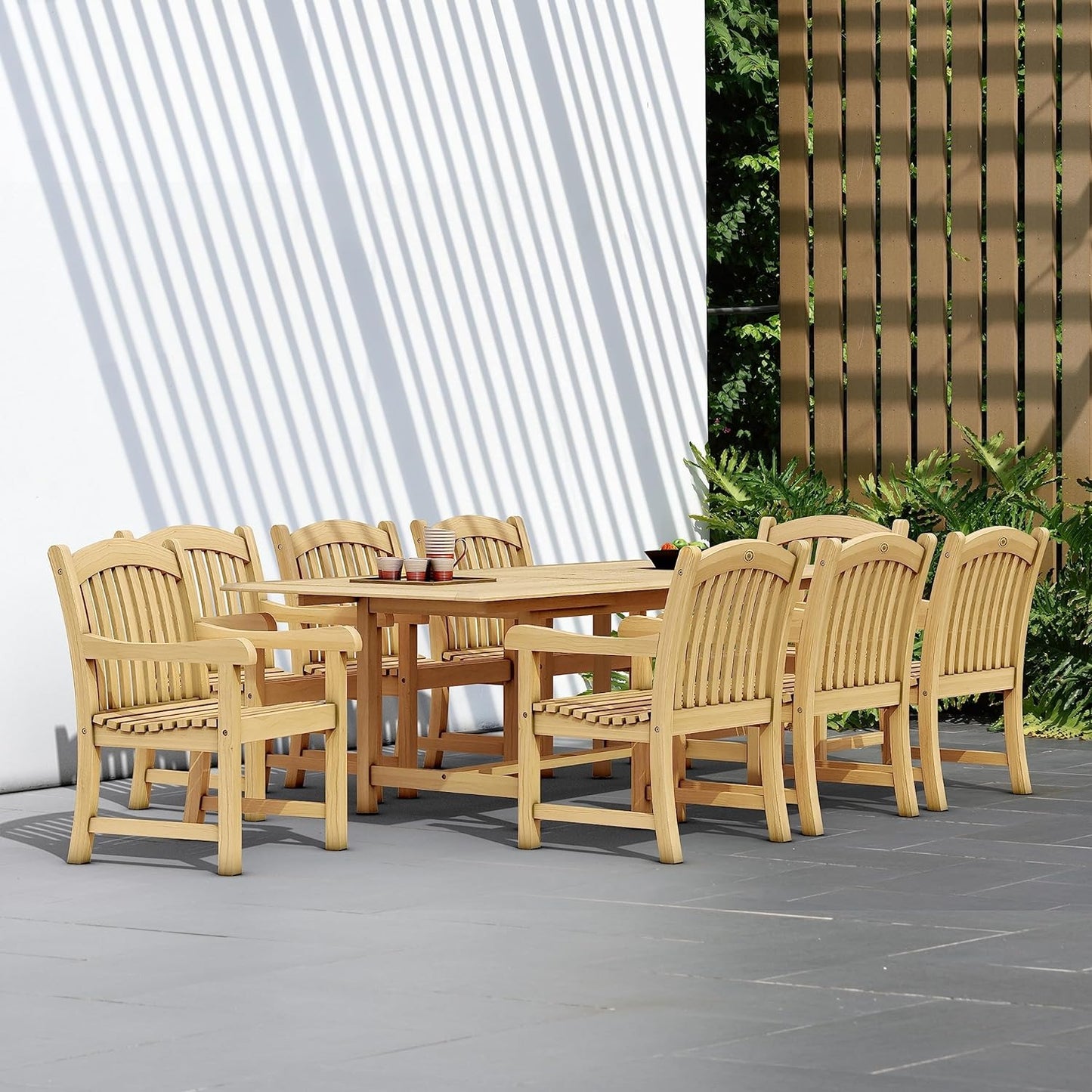 9-P Rectangular Dining Table Set | 100% Teak Wood