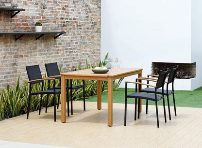 Ubuntu Patio Set | Teak Finish, 5-Piece Rectangular, FSC Eucalyptus Wood
