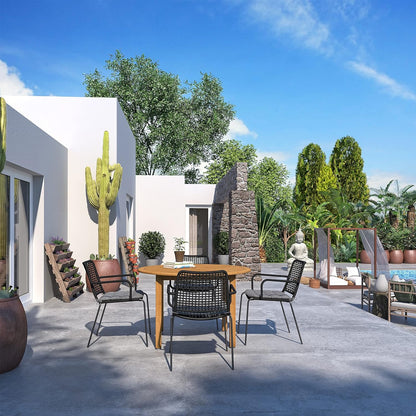 Rituals Patio Set | Teak Finish, Rectangular Outdoor Dining, 7-Piece Grey