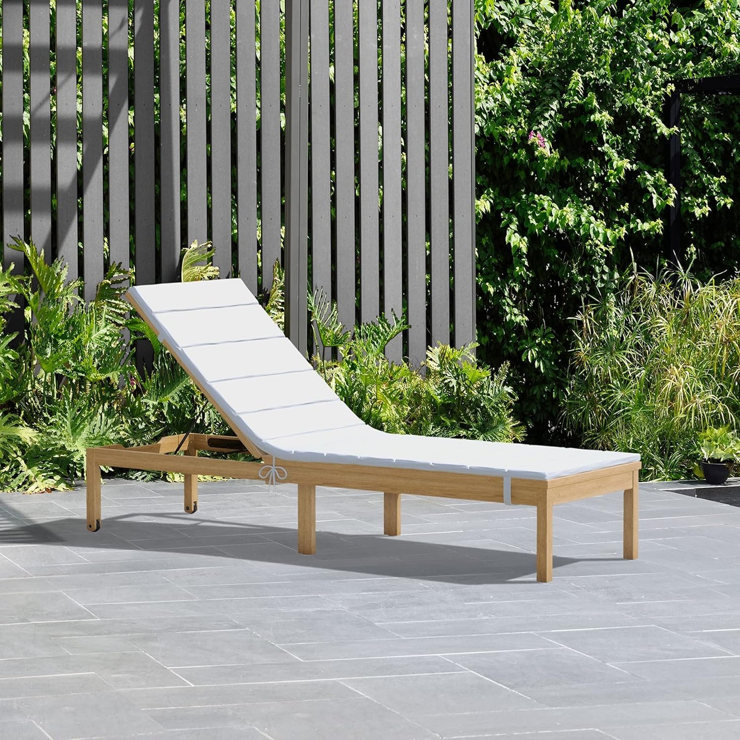 Viollete Wood Outdoor Lounge Chair | Teak Finish 100% FSC Eucalyptus Lounger | Tanning Chair, Chaise Lounge Chairs, Ideal for Patio