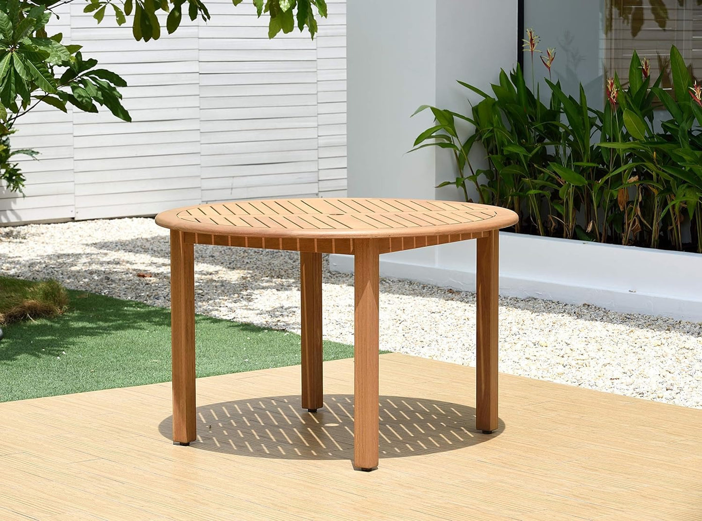 Vita Outdoor Dining Table | Teak Finish, Round, FSC Eucalyptus