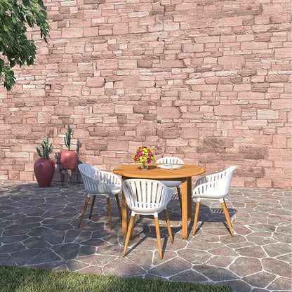 Nature 5-Piece Wood Patio Set | Teak Finish, Outdoor Dining, Patio Dining Set for 4 (White)