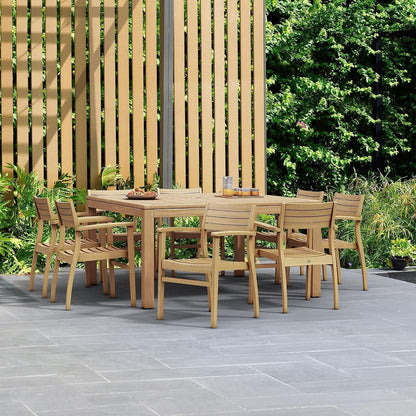 Teak Victoria 9-Piece Square Dining Set, Light Brown