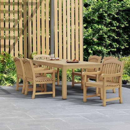 Pennsylvania 7-Piece Outdoor Dining Set | Certified Teak, Patio Indoors, Light Brown Brown