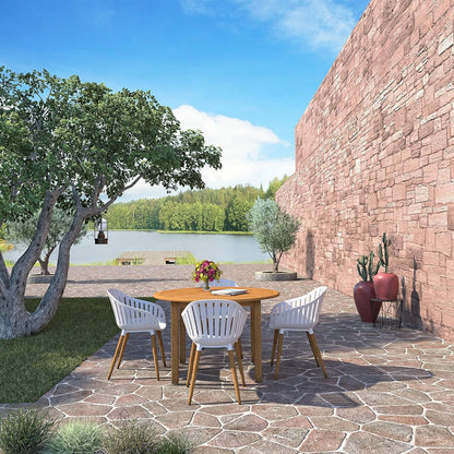 Vita Outdoor Dining Table | Teak Finish, Round, FSC Eucalyptus