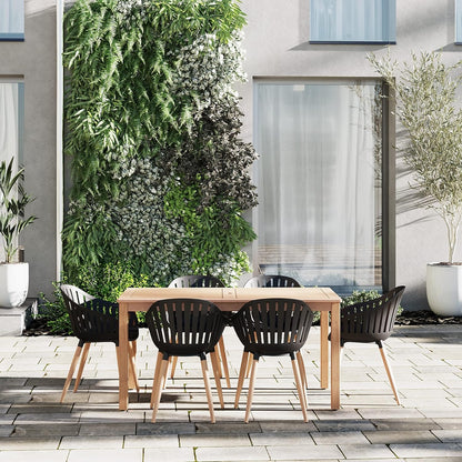Patio Chairs | Teak Finish, Black Resin Seat | Outdoor Dining