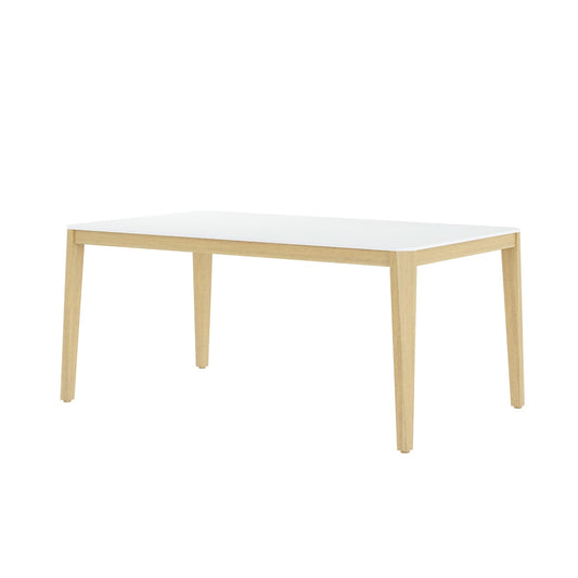 Dining Table | Teak Finish 100% FSC Eucalyptus Wood | Rectangular Patio Table, Garden Table Ideal for Outdoors and Indoors White XL