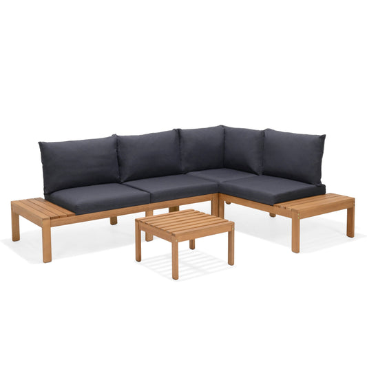 Teak Finish and Weather Resistant Black Cushions| Durable and Ideal for Outdoors
