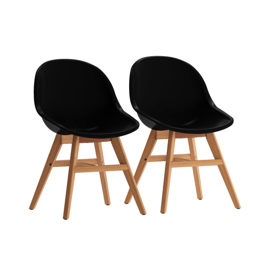 Terra Patio Chairs | Teak Finish, White Resin Seat | Outdoor Dining, Indoors (Black, 2-Piece)