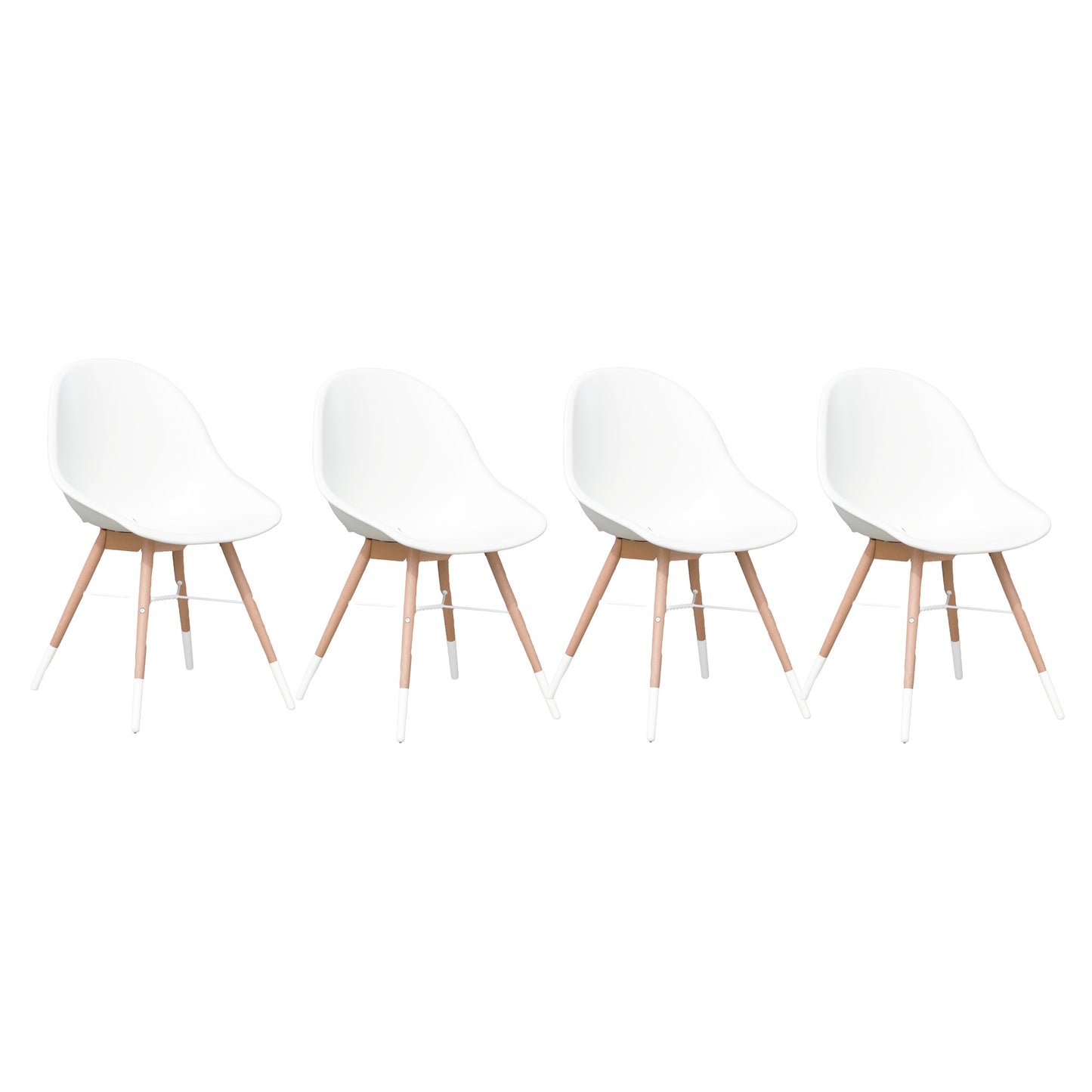 Eaux Patio Chairs | Teak Finish, White Resin Seat | Outdoor Dining, Indoors (Side Chair, 4-Piece)