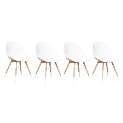 Eaux Patio Chairs | Teak Finish, White Resin Seat | Outdoor Dining, Indoors (Side Chair, 4-Piece)