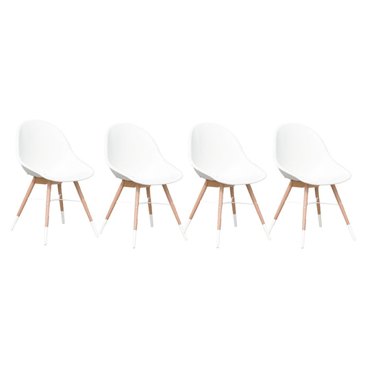 Eaux Patio Chairs | Teak Finish, White Resin Seat | Outdoor Dining, Indoors (Side Chair, 4-Piece)