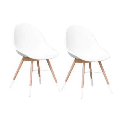 Eaux Patio Chairs | Teak Finish, White Resin Seat | Outdoor Dining, Indoors (Side Chair, 2-Piece)