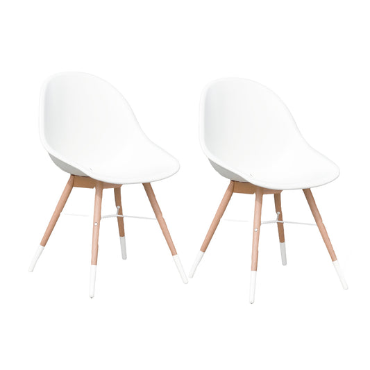 Eaux Patio Chairs | Teak Finish, White Resin Seat | Outdoor Dining, Indoors (Side Chair, 2-Piece)