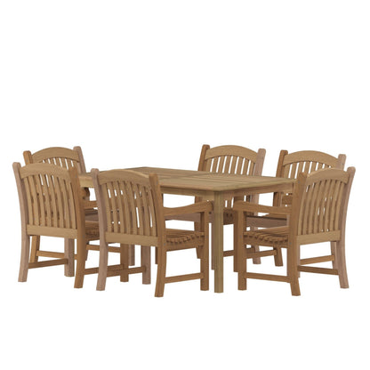 Pennsylvania 7-Piece Outdoor Dining Set | Certified Teak, Patio Indoors, Light Brown Brown