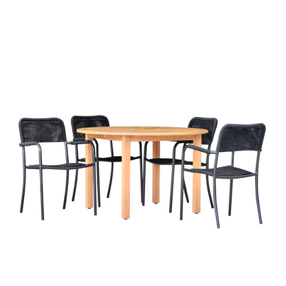 5-P Round Dining Set | Teak Finish 100% FSC Solid Wood